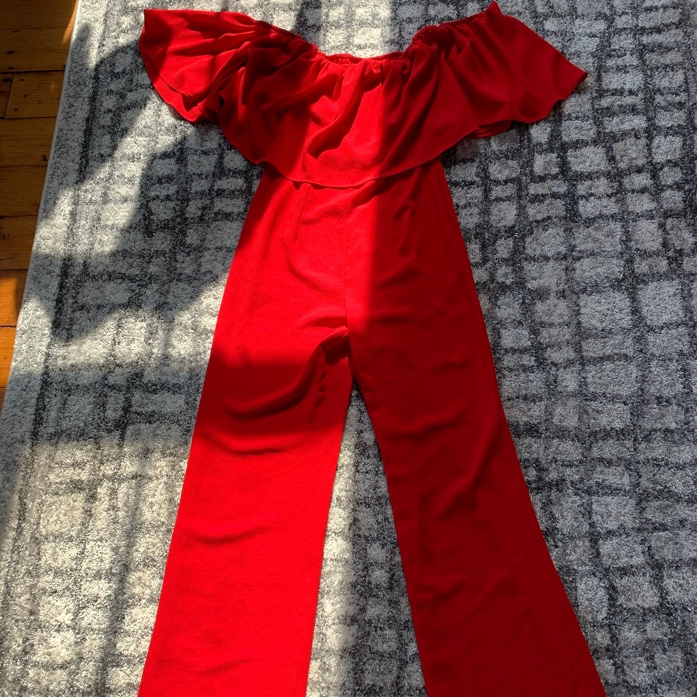 Red Ruffle Top Jumpsuit